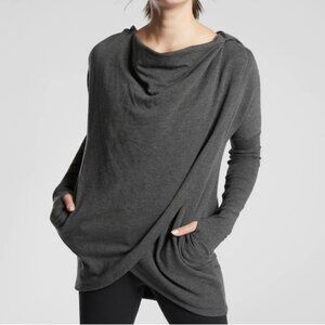 Athleta Purana Wrap Charcoal Gray Hoodie Sweatshirt Size S